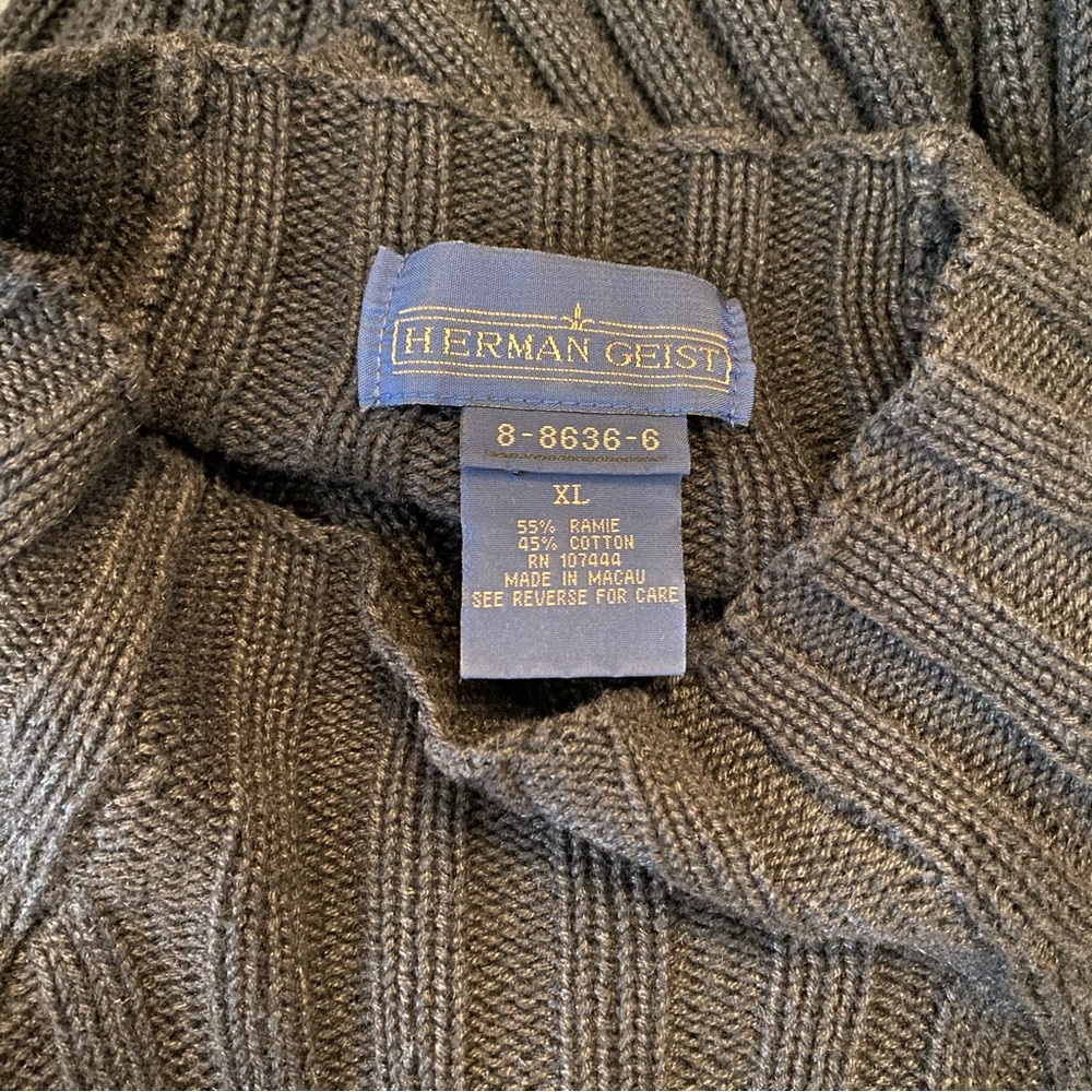 Black Ribbed Knit mock neck Sweater Herman Geist XL - Picture 4 of 4